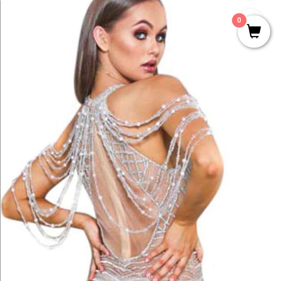 PORTIA & SCARLETT Crystal Nude Gown. Style Number 1962 Size 2 - Picture 8 of 8